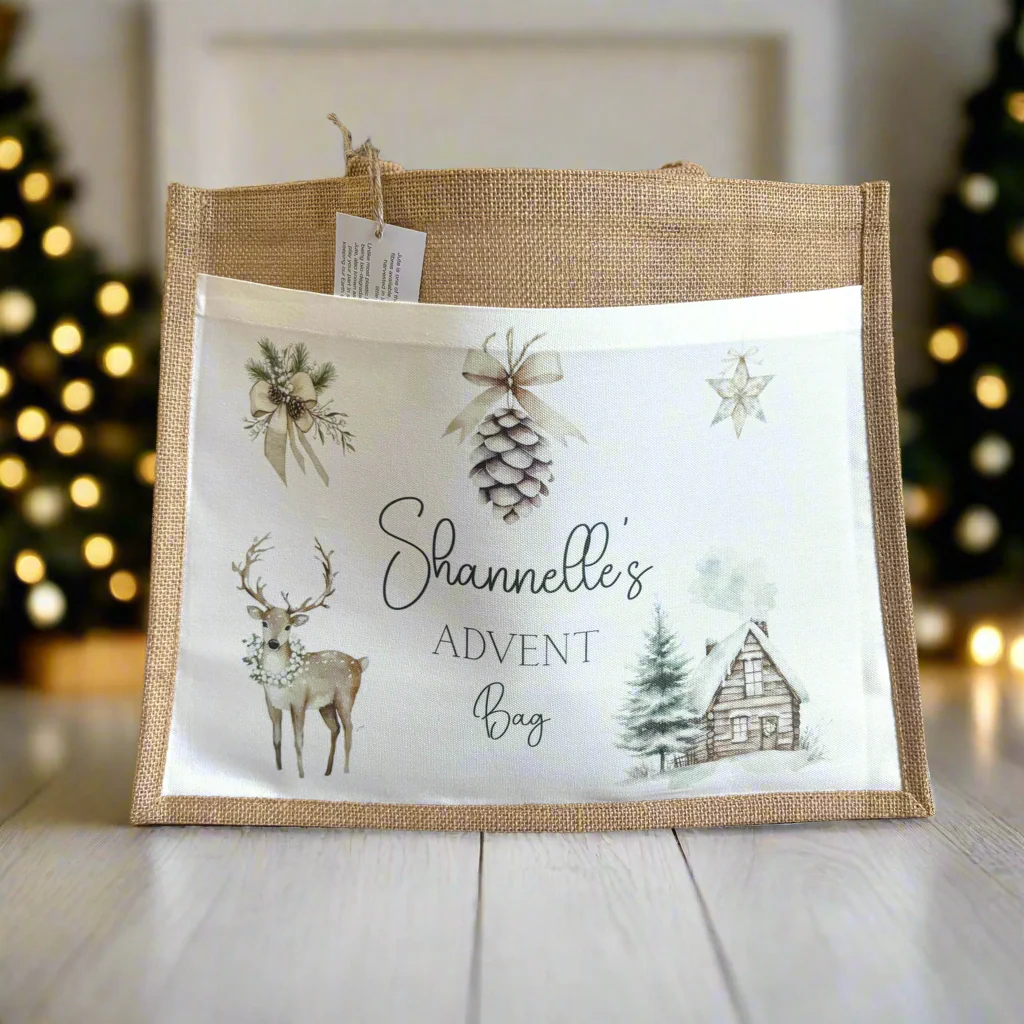 Pre order: Christmas Eve Tote Bag - Neutral Christmas Deer - Image 3