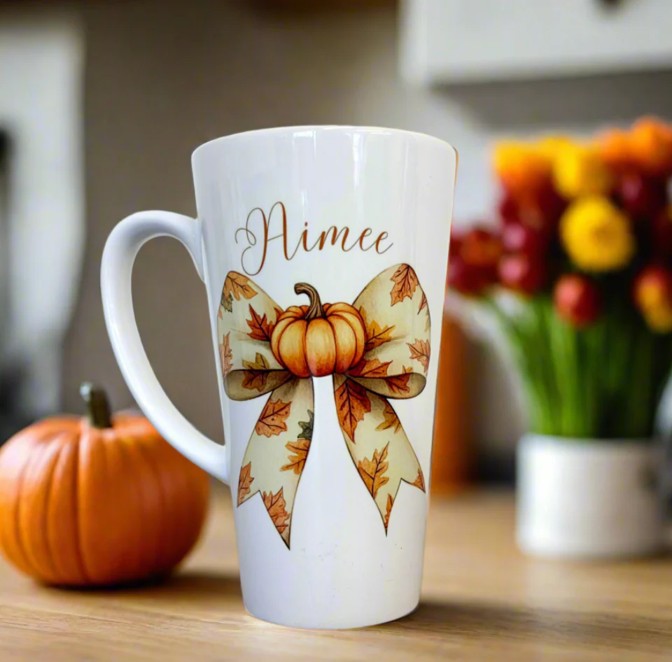 Pumpkin Bow Latte 17oz Latte Mug - Image 2