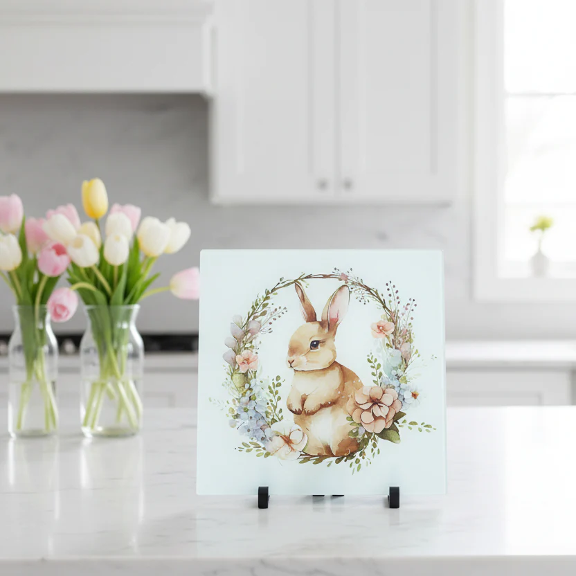 Rabbit / Wreath 30cm Chopping Board / Splashback - Image 2