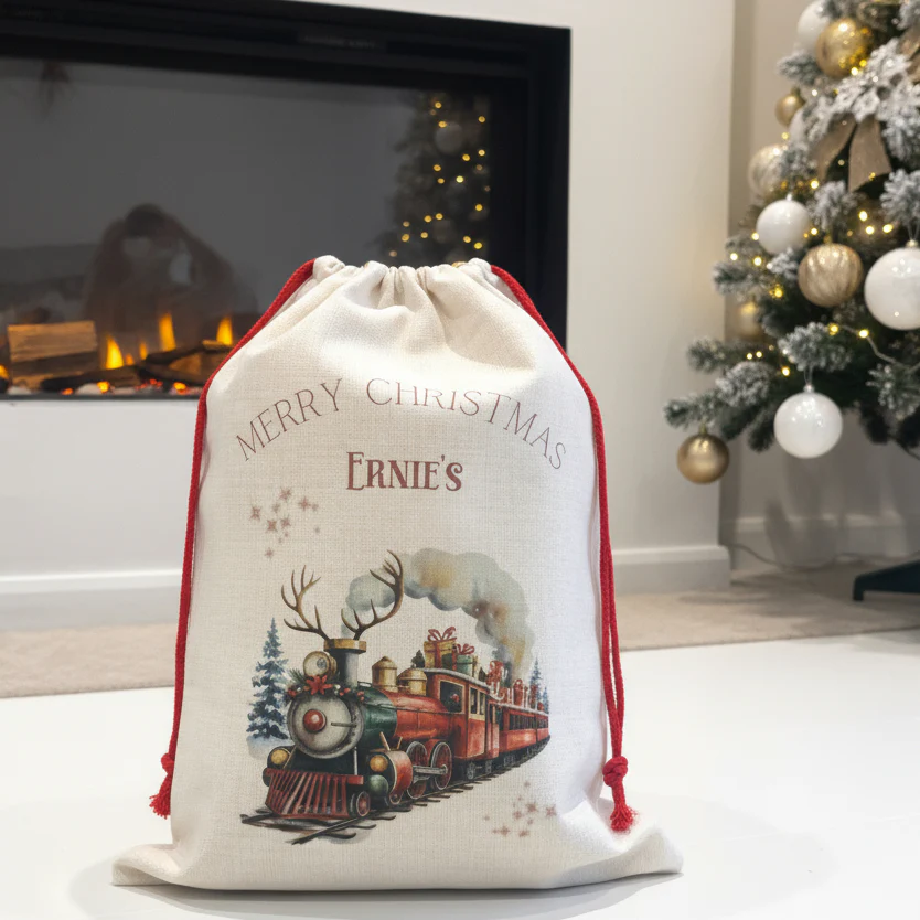 Red Snowman Train Santa Sack - Image 2