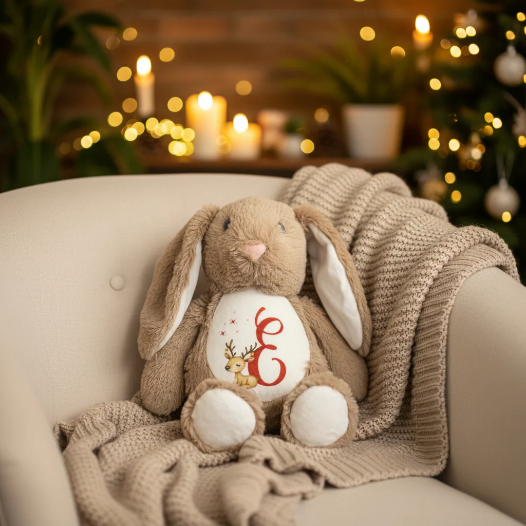Reindeer Initial Floppy Rabbit Plush Teddy