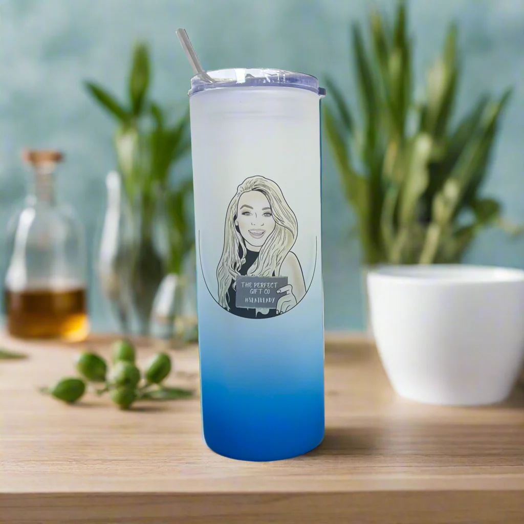 Slate Lady Tall Neon Skinny Glass Tumbler 25oz