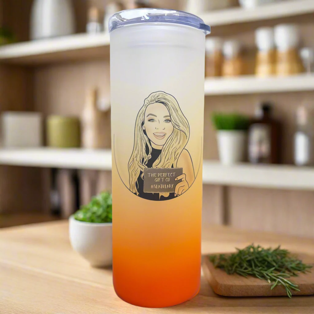 Slate Lady Tall Neon Skinny Glass Tumbler 25oz - Image 3