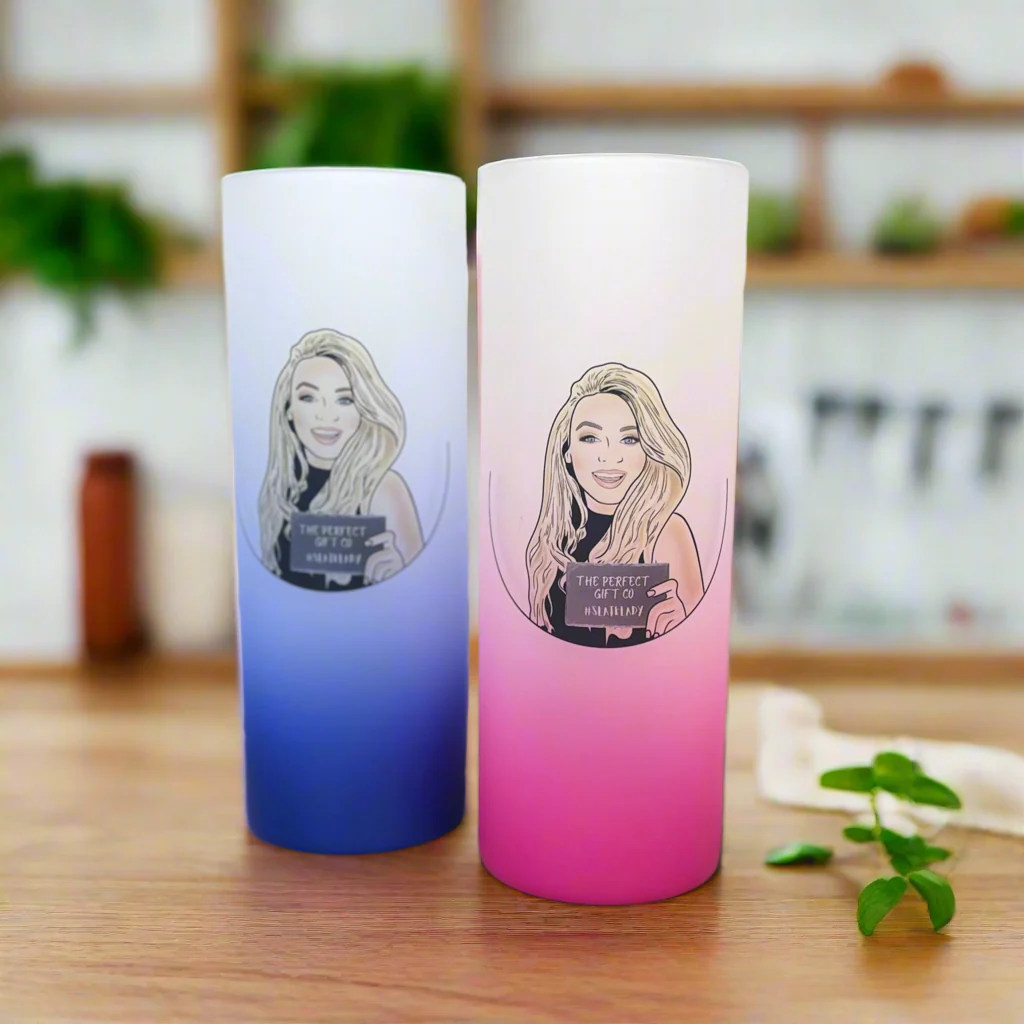 Slate Lady Tall Neon Skinny Glass Tumbler 25oz - Image 4