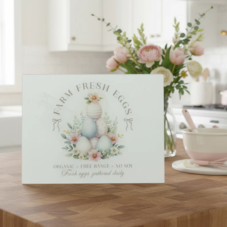 Farm Fresh Eggs Vintage Spring Chopping Board A3