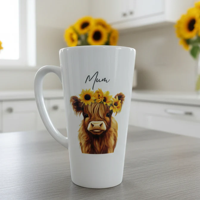 Sunflower Highland Cow Latte