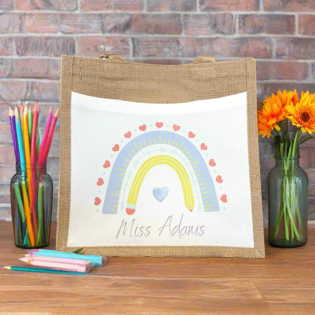 Teacher Purple Rainbow Design Tote Bag