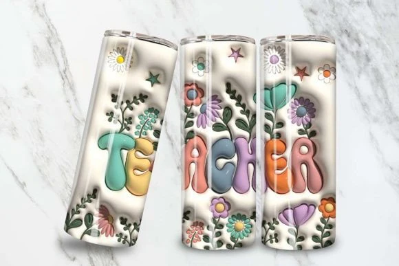Teacher Tumbler Bubble Font - Image 2
