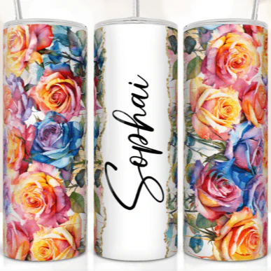 Floral Personalised Skinny tumbler 21oz