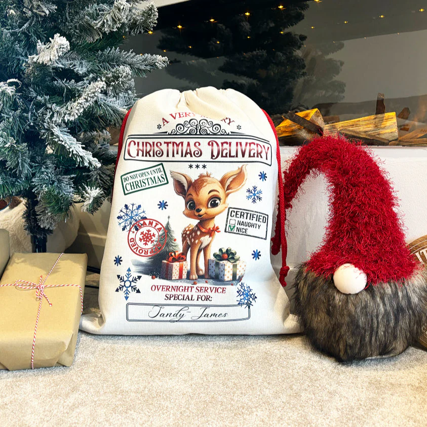 Reindeer Christmas Delivery Santa Sack