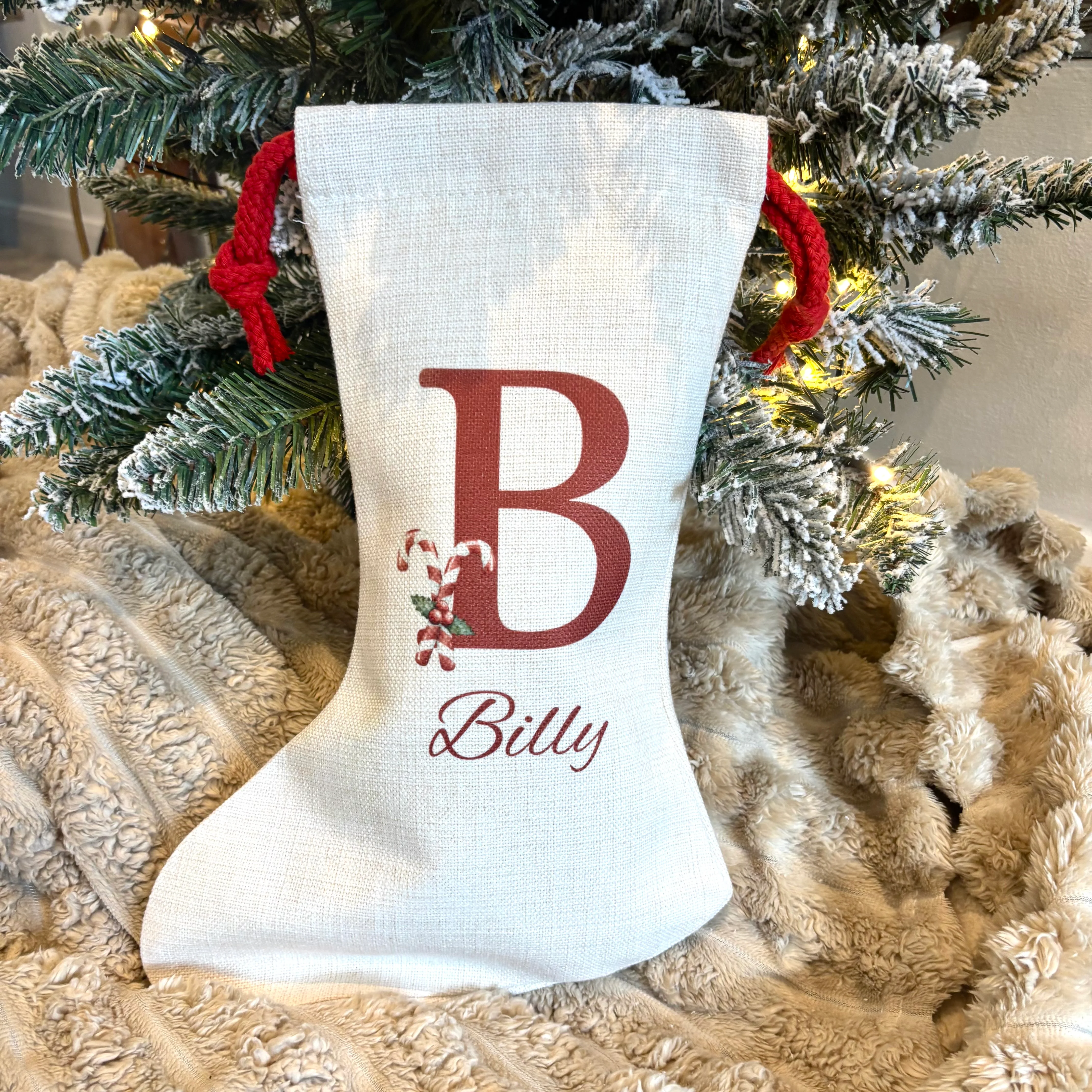 Initial Santa Sack with Candy Canes - Image 3