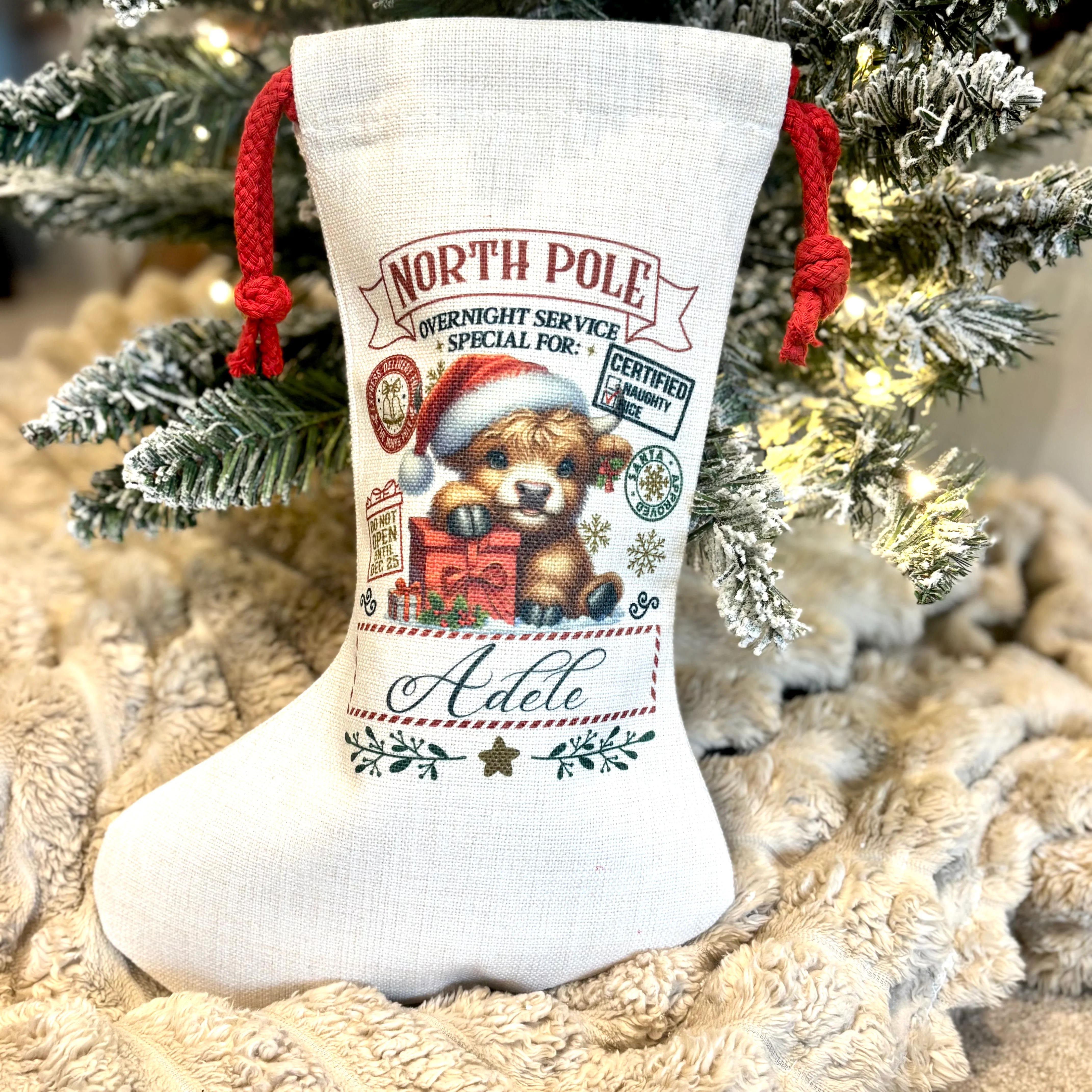 Highland Cow North Pole Santa Sack - Image 4