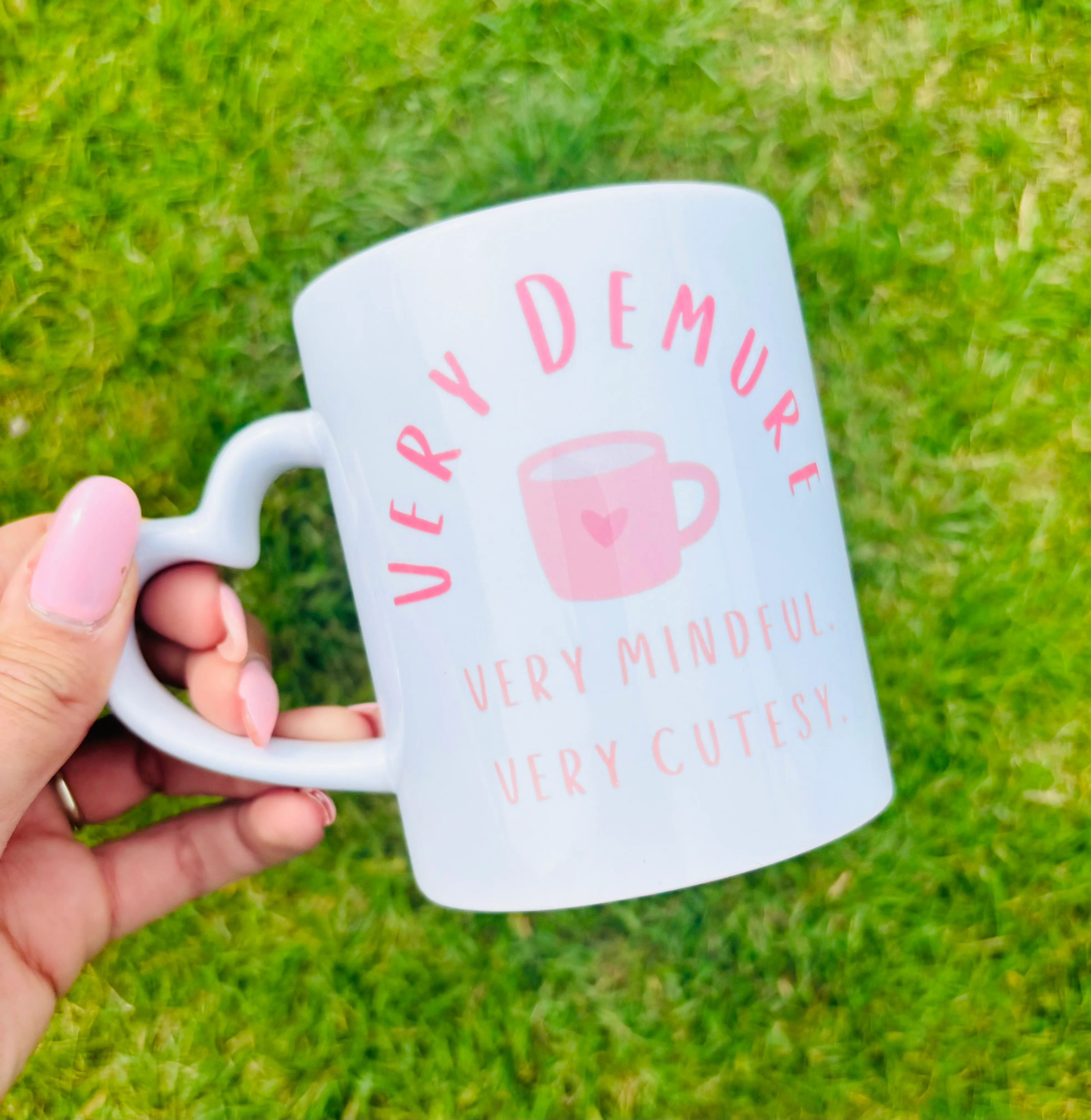 Very Demure Coffee Love heart handle Mug - Image 2