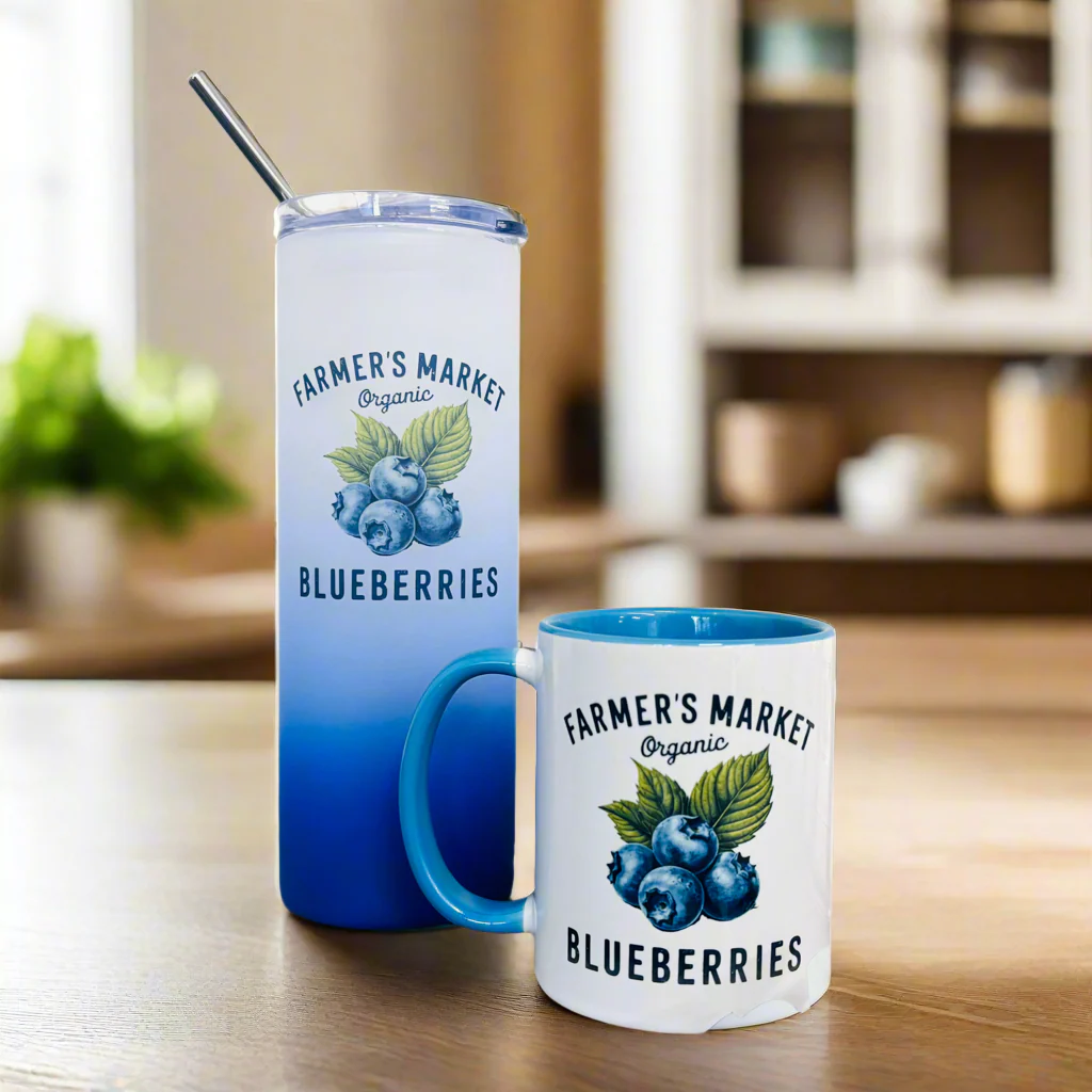 Vintage Blueberry Tall Midnight Blue Tall Skinny Glass Tumbler 25oz - Image 3
