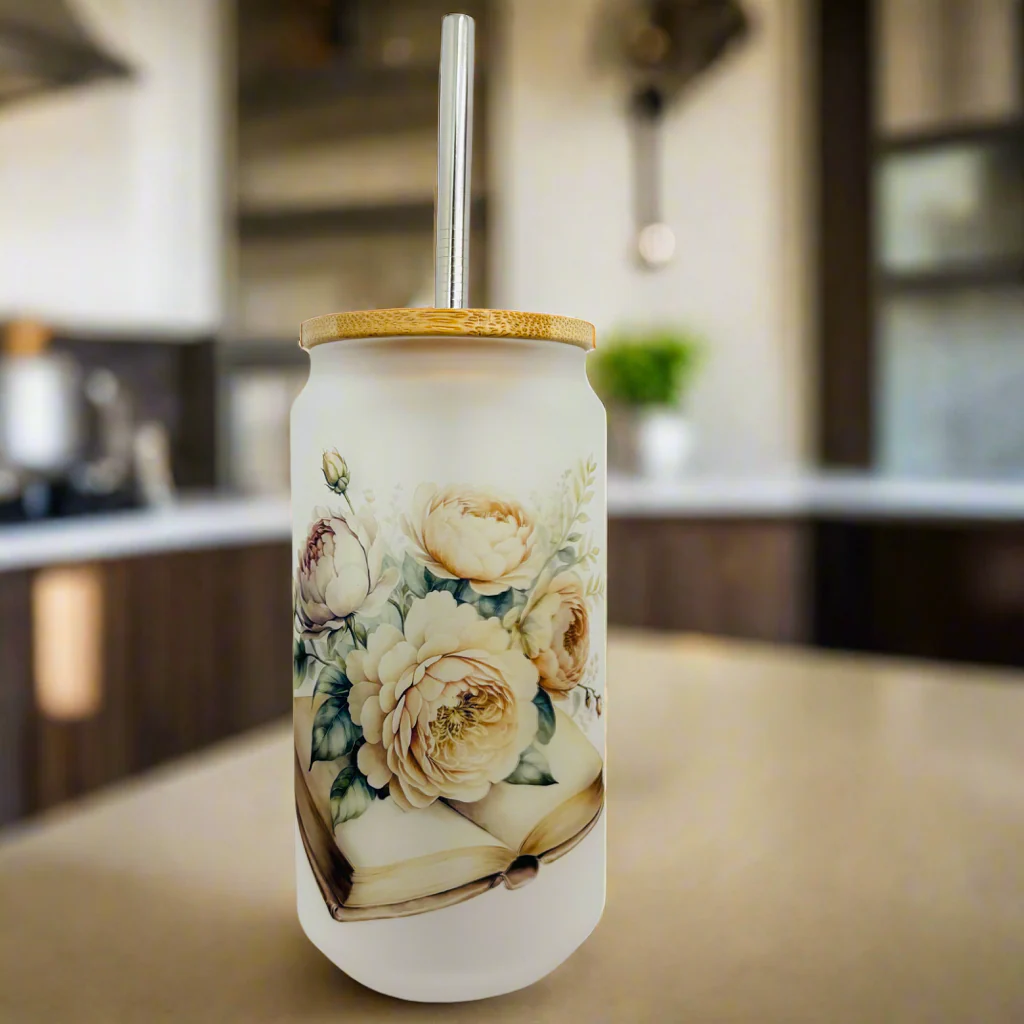 Vintage Books Frosted Glass Can 18oz Tumbler