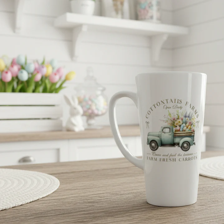 Vintage Spring Truck Latte Ceramic Mug 17oz inc Box