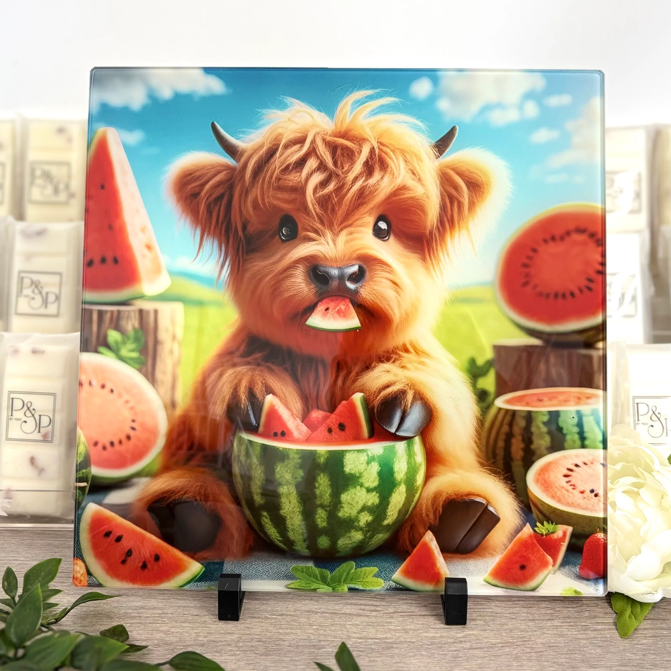 Watermelon Highland Cow 30cm Chopping Board - Image 2